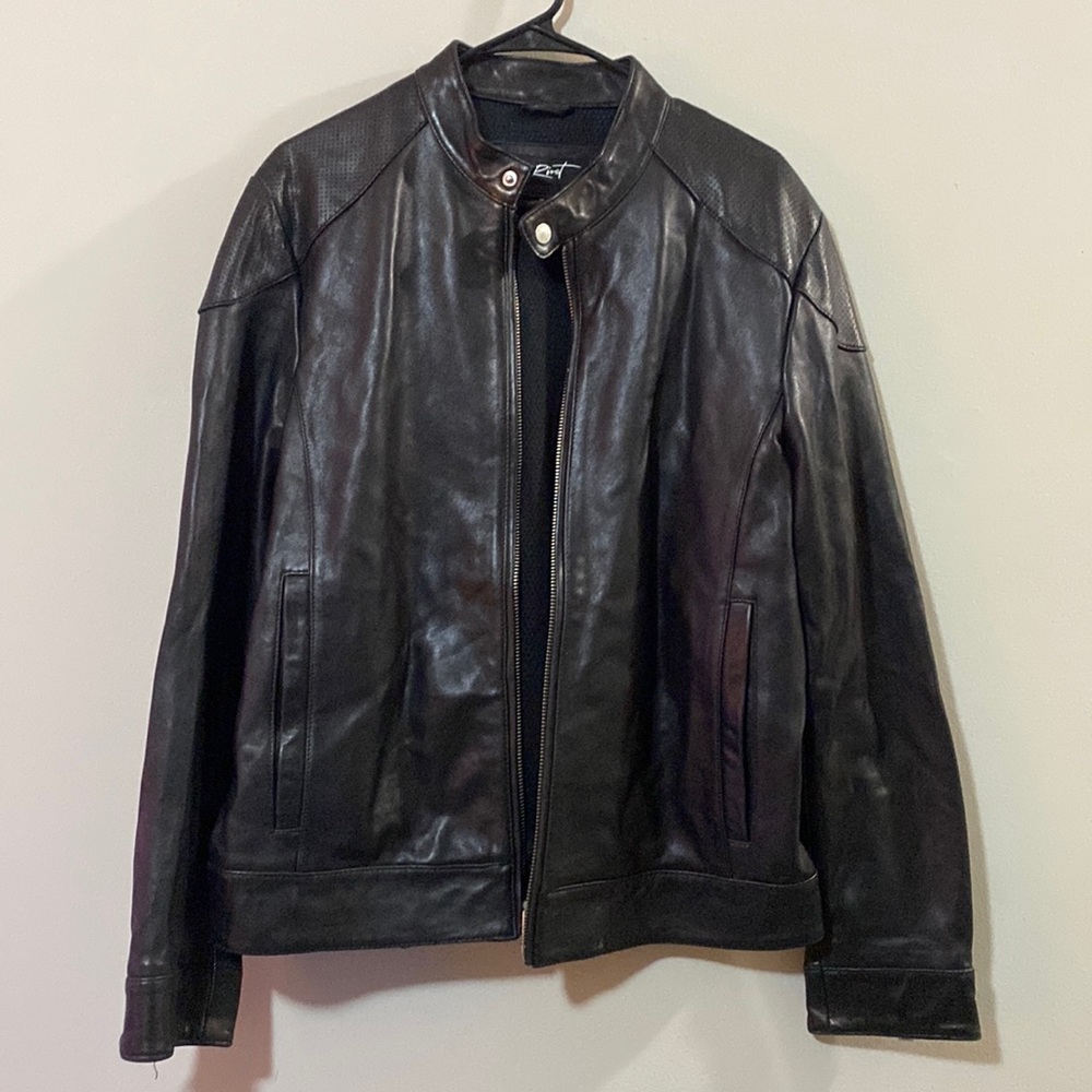 Black Rivet Leather Jacket Zip-up